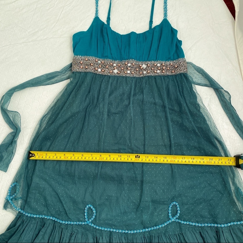 Free People Princess Voile teal babydoll empire waist dress 6 - Picture 10 of 12